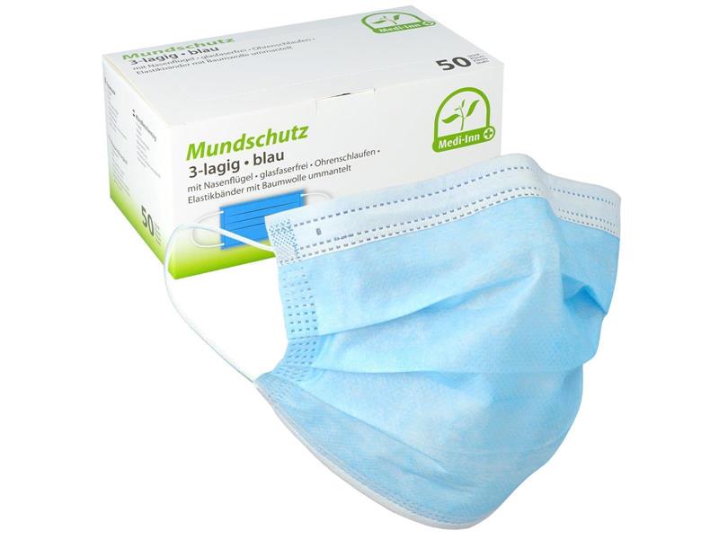 Medi Inn Mundschutz ECO Blau 3-lagig